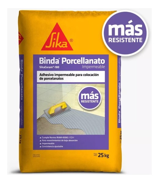 25kg Binda Porcelanato Impermeable Cemento Adhesivo Sika - Imagen 4