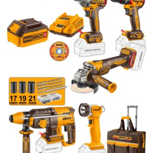 Taladro + Llave De Impacto + Amoladora + Rotomartillo Ingco