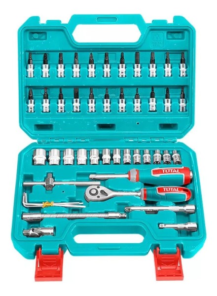 Set 46 Piezas De Dados Y Puntas 1/4 Total Tht141462