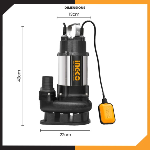 Bomba Sumergible Pozo Negro 2200w 13m Ingco Spdb22008 - Imagen 2