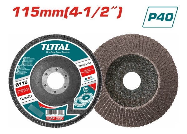 Pack X10 Discos Flap Acero Madera P40 Total Tac631151 - Imagen 2