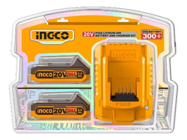 Set X2 Bateria 20v 2amp + 1 Cargador Ingco Fbcpk1222