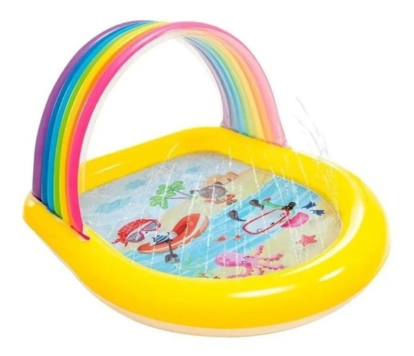 Piscina Infantil Arco Iris Con Toldo Y Aspersor Intex 57156