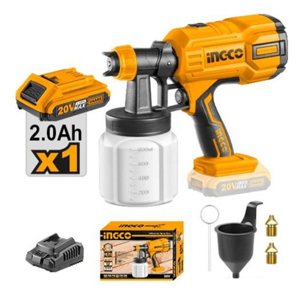 Pistola De Pintar 20v Ingco Con Bateria Y Car Csgli20406 - Imagen 2