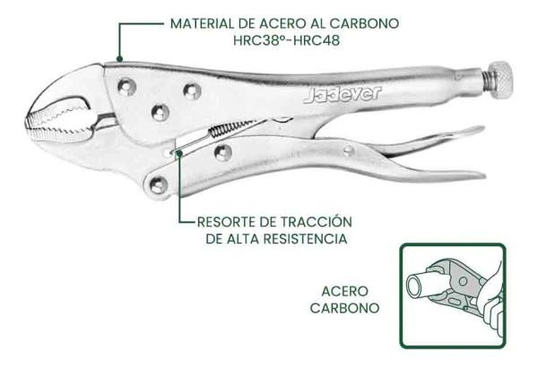 Pinza Morsa 10 Muelas Curvas Jadever Jdlp1110 - Imagen 3