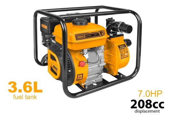 Motobomba Nafta 7.0 Hp Ingco 550l/min Gwp202 Succión 50mm - Imagen 3