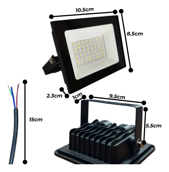 Foco Reflector Led 20w Luz Fria Blanca 6500k Intemperie Ip66 - Imagen 2