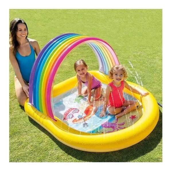 Piscina Infantil Arco Iris Con Toldo Y Aspersor Intex 57156 - Imagen 2