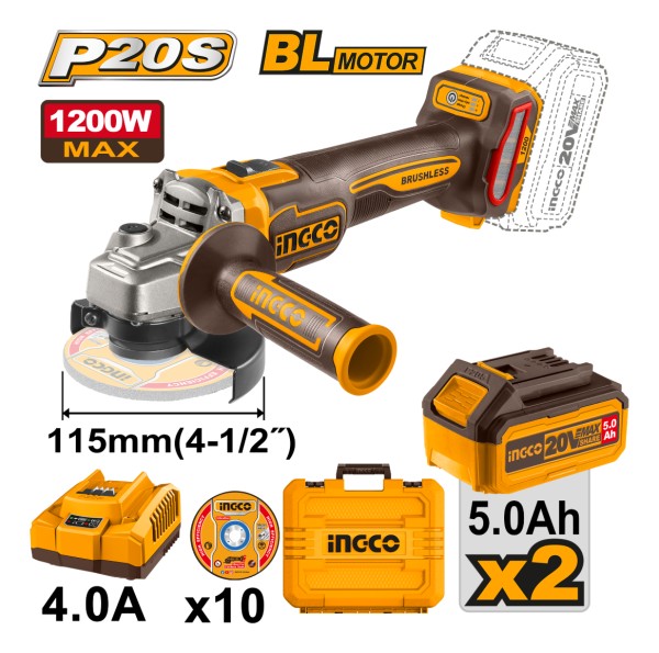 Amoladora 4 1/2 1200w Bat Y Carg Valija Ingco Cagli2211532 - Imagen 2