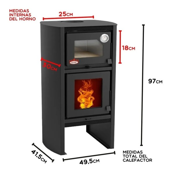 Calefactor Horno Doble Combustion Metavila Lyon + Kit Techo - Imagen 3