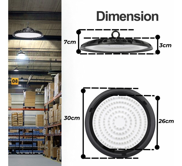 Campana De Techo Exterior Colgante Led Ufo 150w Luz Fria - Imagen 2