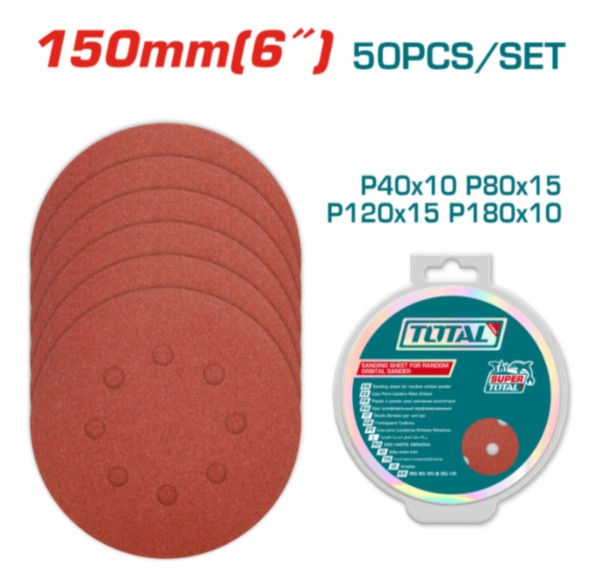 Set 50 Lijas Velcro Para Lijadora Roto Orbital 150mm Total - Imagen 2