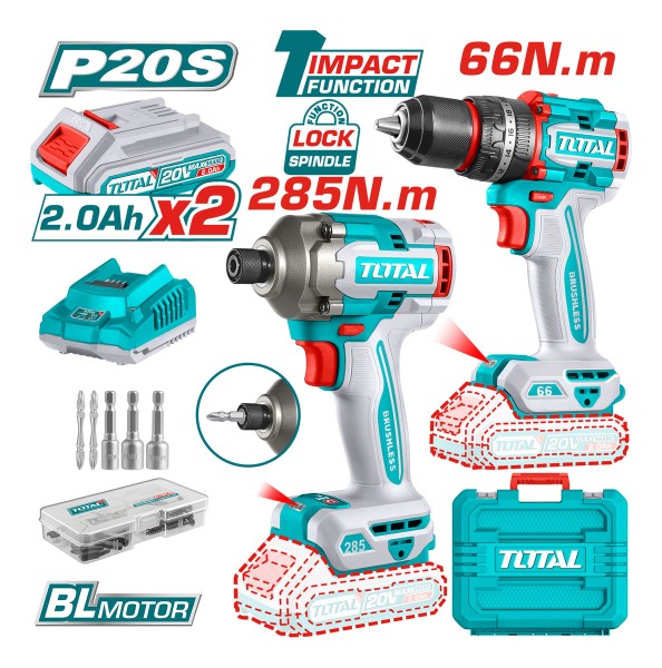 Kit Set Atornillador Percutor + Atornillado Brushless Total - Imagen 2