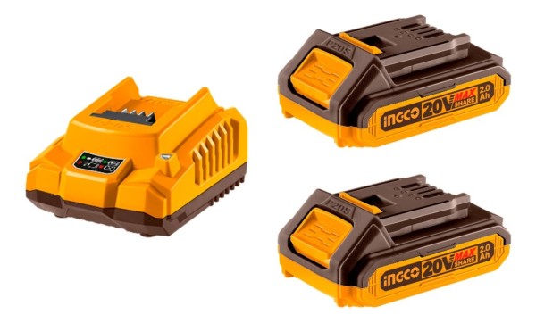 Set X2 Bateria 20v 2amp + 1 Cargador Ingco Fbcpk1222 - Imagen 3