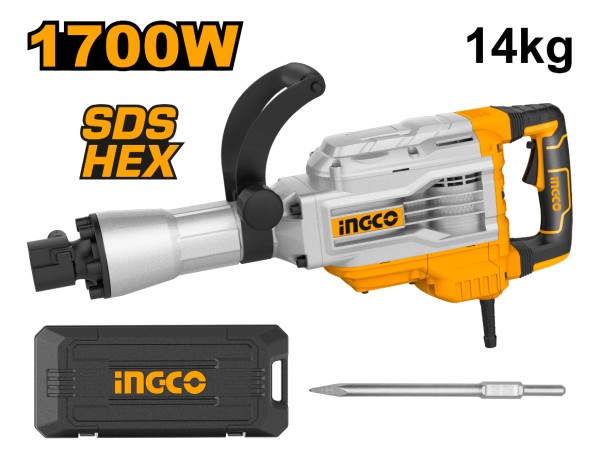 Martillo Demoledor 1700w Ingco Con Valija Y Accesorio 14kg - Imagen 2