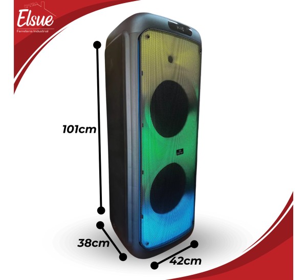 Torre Audio Parlante Fm Usb Mic Litio 8000 Pwpo Karaoke 2x12 - Imagen 2