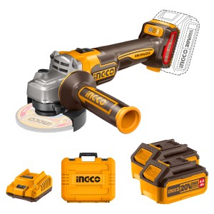 Amoladora 20v Ingco + 2 Baterías 4ah + Cargador Y 10 Discos Color Naranja Claro Frecuencia 50hz-60hz
