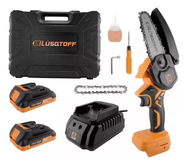 Mini Motosierra Con 2 Baterias Cargador Cadenas 18v Lusqtoff