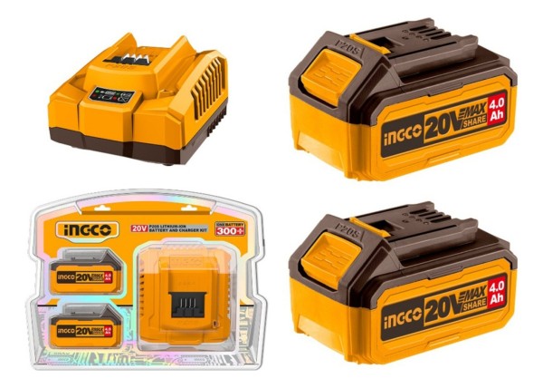 Kit 2 Baterias 20v 4.0 Amp + 1 Cargador Ingco Fbcpk1424 - Imagen 3