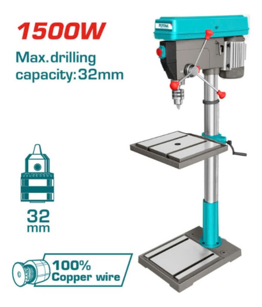 Taladro Columna Pie 32mm 1500w 2 Hp Total 2020 Rpm Industria - Imagen 2