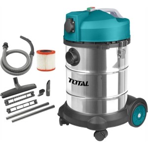 Aspiradora Industrial 1400w Total 30l Seco Humedo Acero Inox
