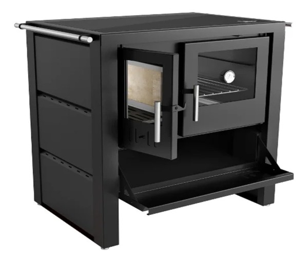 Cocina Calefactor Leña 245 M3 Ecologica Tapa Vitroceramica