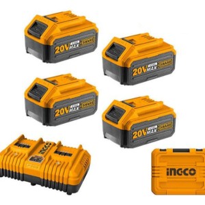 Set X 4 Baterias 4 Amp 20v + Cargador Doble Ingco Fbcli20244