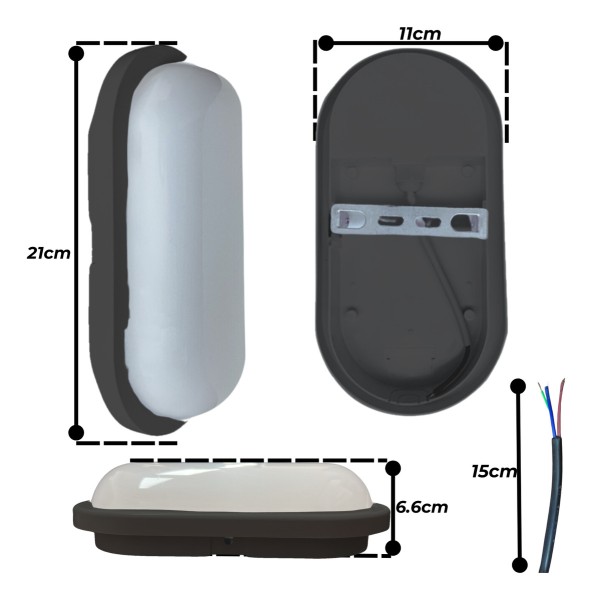 Aplique Luminaria Tortuga Oval Exterior Con Led 15w Luz Fría - Imagen 6