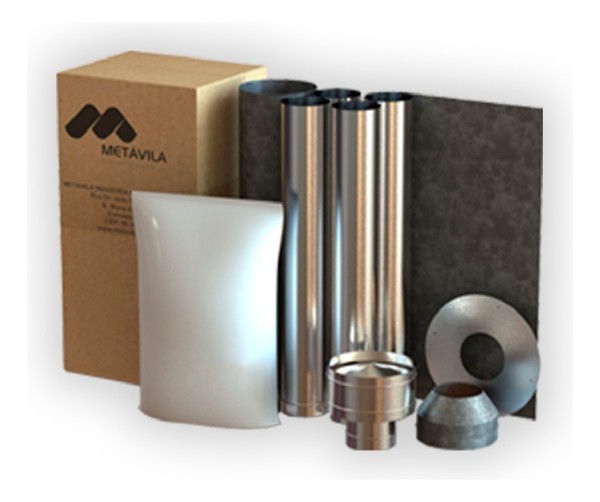 Kit De Caños Pared Acero Inox Para Calefactor Metavila - Imagen 4