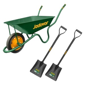 Kit Carretilla Rueda Maciza 120kg +2 Palas Metálicas Jadever