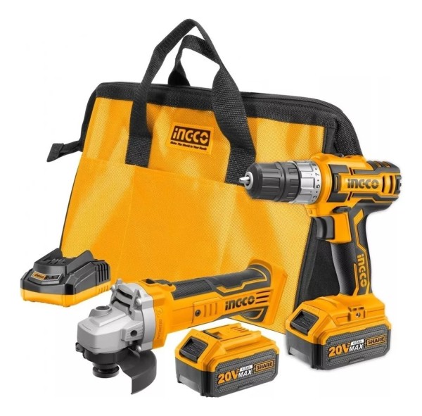 Kit Amoladora Angular 20v + Atornillador 20v Ingco Ckli2009