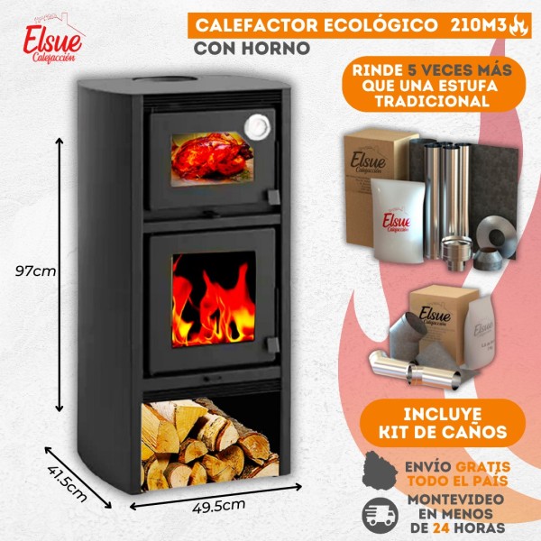 Calefactor Horno Doble Combustion Metavila Lyon Salida Pared - Imagen 2
