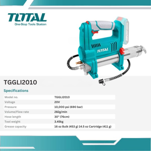 Pistola Engrasadora 20v Total Tggli2010 - Imagen 3
