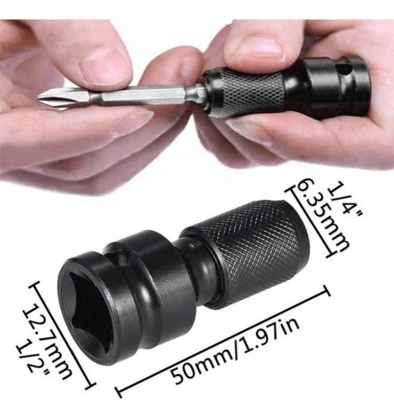 Mandril Adaptador Llave De Impacto 1/2 A 1/4 Hembra Jadever - Imagen 3