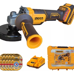 Amoladora Ingco 20v Con Baterías 4amp Valija Y Discos 115mm